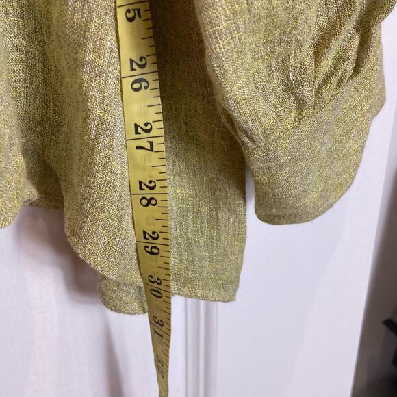 NWOT MASSIMO DUTTI Shirt Tunic M Linen Oversized Sage Pearl-Btn Puff-Balloon-Slv - Picture 7 of 7